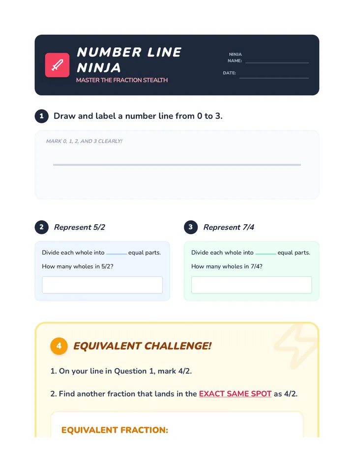 Number Line Ninja Worksheet