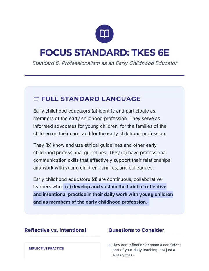 Reflective Practice Focus Handout