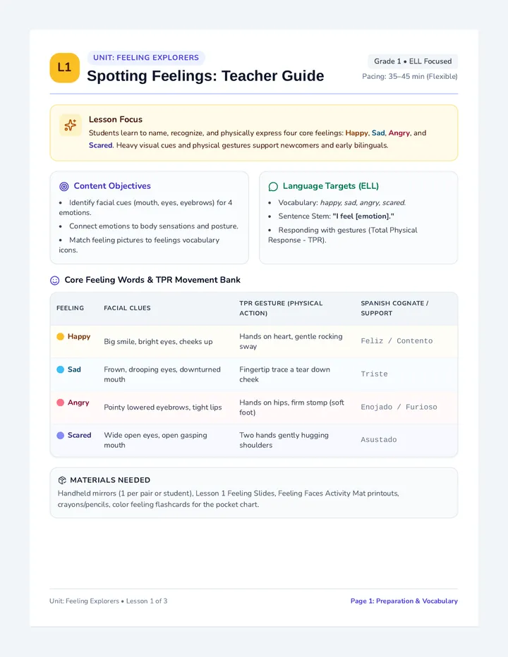 Feeling Detectives Lesson Guide