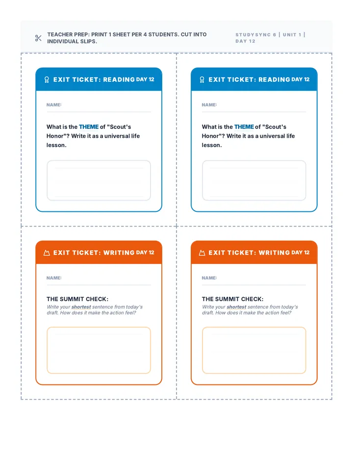 Day 12 Exit Tickets