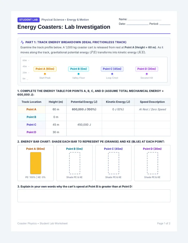 Energy Coaster Lab Worksheet