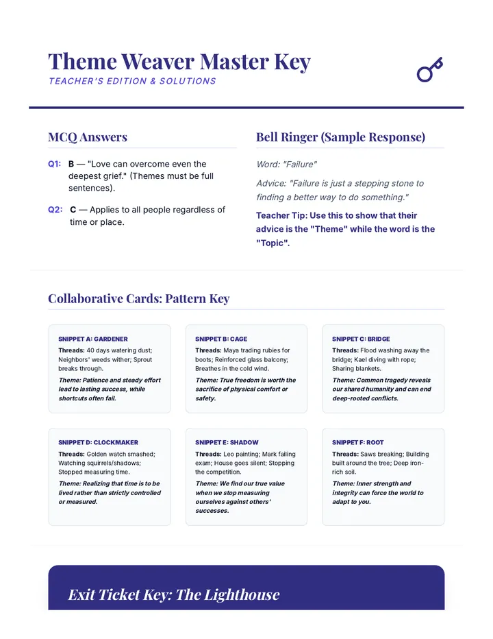 Theme Weaver Answer Key