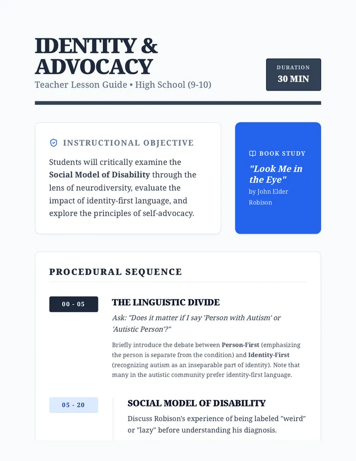 Identity Advocacy Teacher Guide