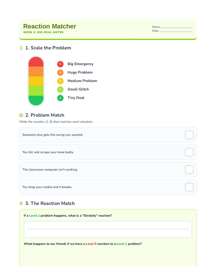 Reaction Match Worksheet