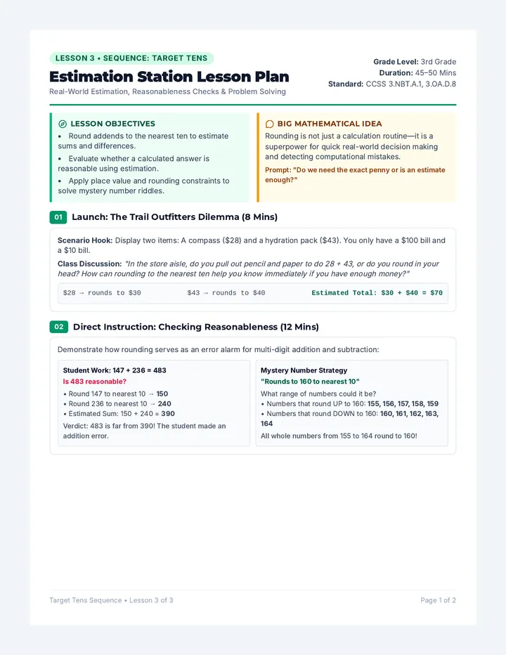 Estimation Station Lesson Plan