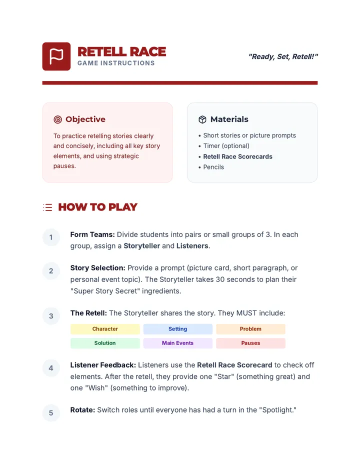 Retell Race Game Instructions