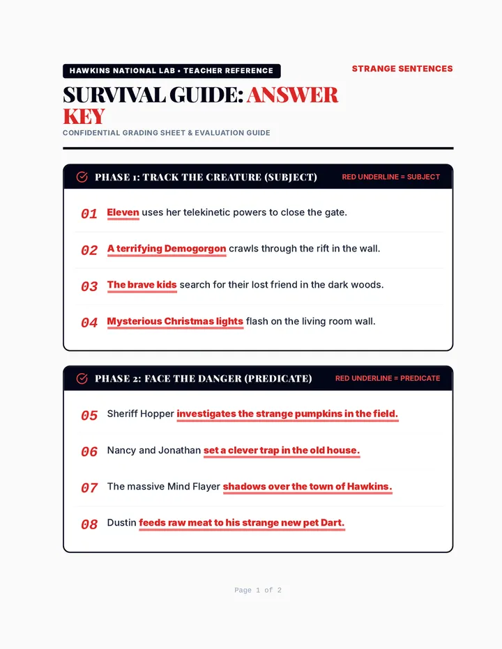 Survival Guide Answer Key