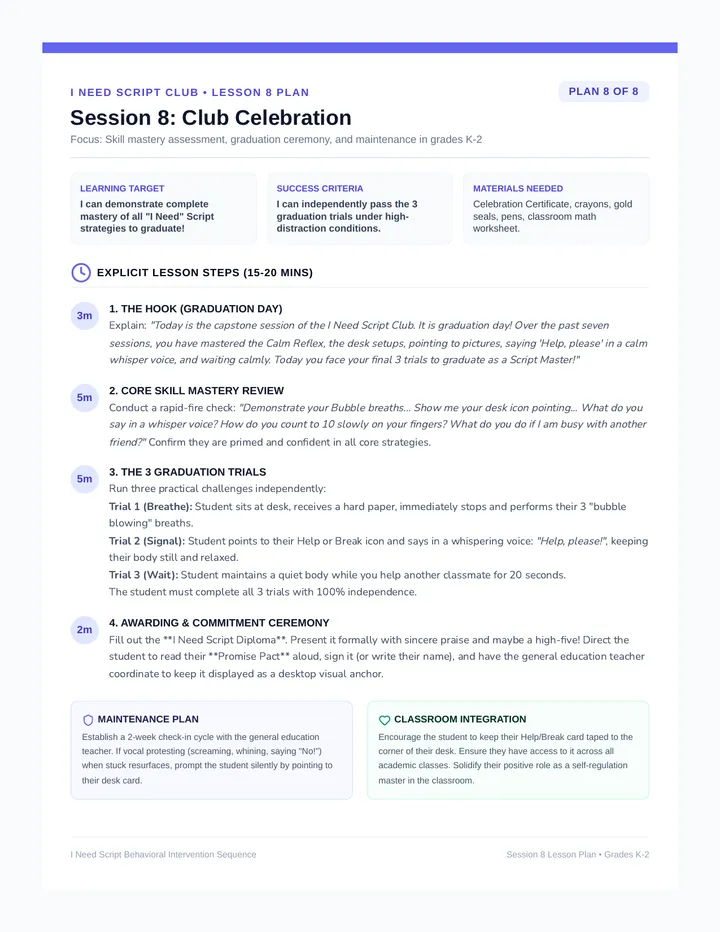 Club Celebration Lesson Plan