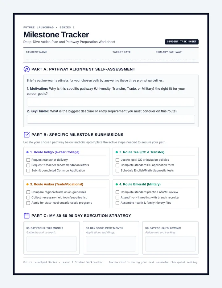 Milestone Tracker Worksheet