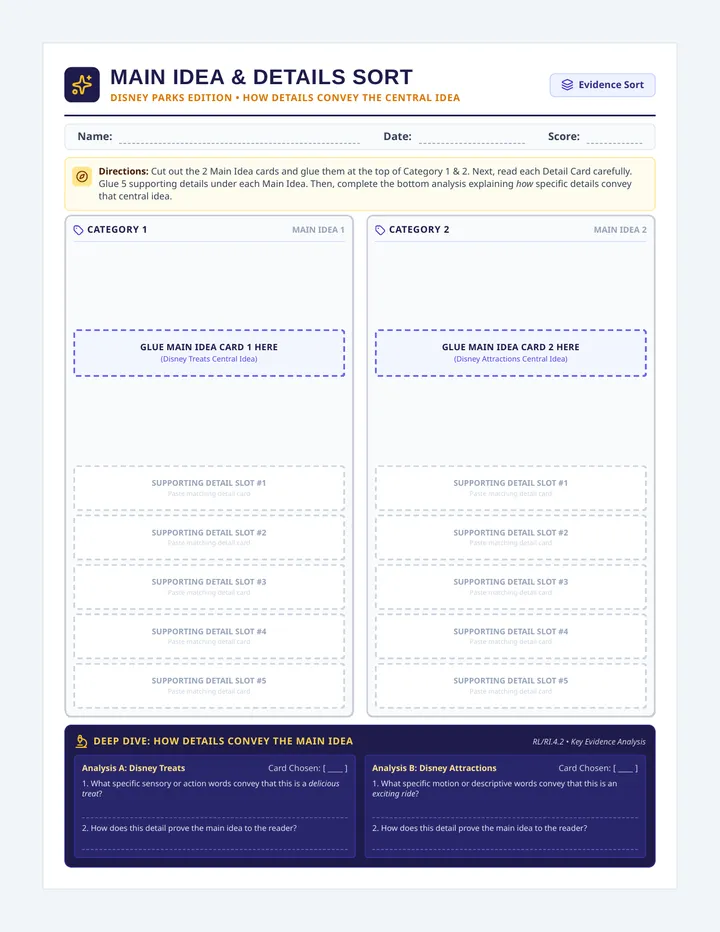 Disney Details Sorting Activity