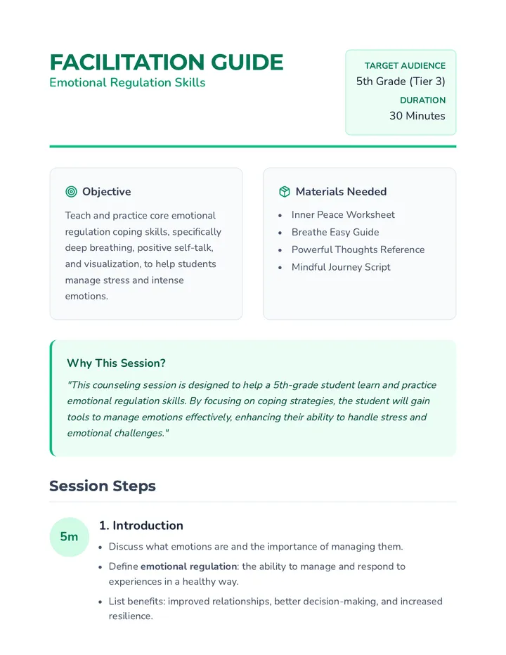 Emotional Regulation Facilitation Guide