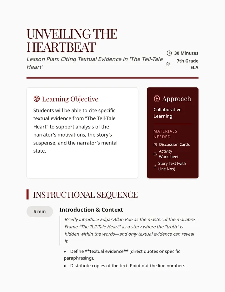 Heartbeat Lesson Plan
