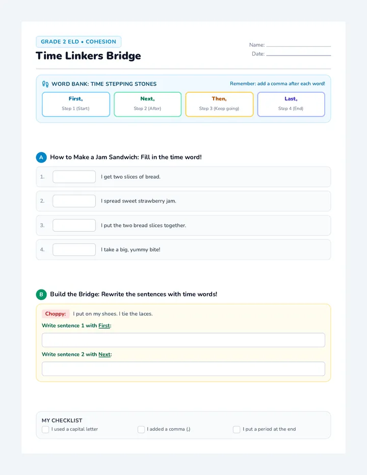 Time Linkers Worksheet