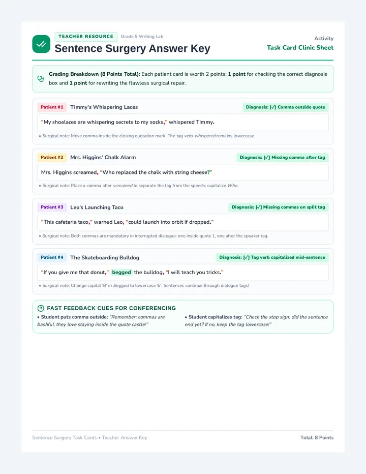 Sentence Surgery Answer Key