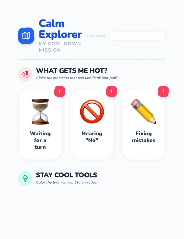 Calm Explorer Worksheet