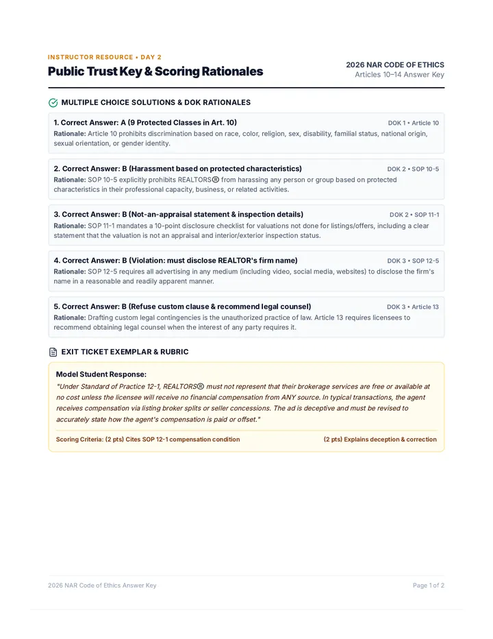 Public Trust Answer Key