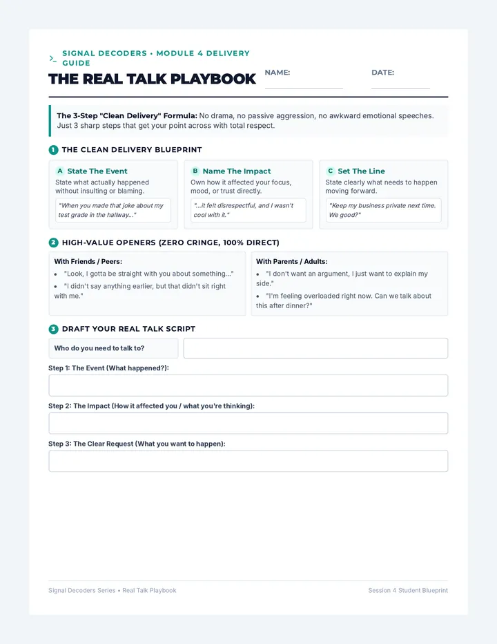 Real Talk Playbook Worksheet