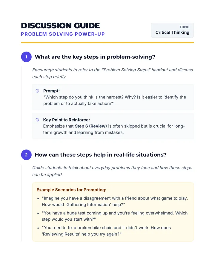 Problem Solving Discussion Guide
