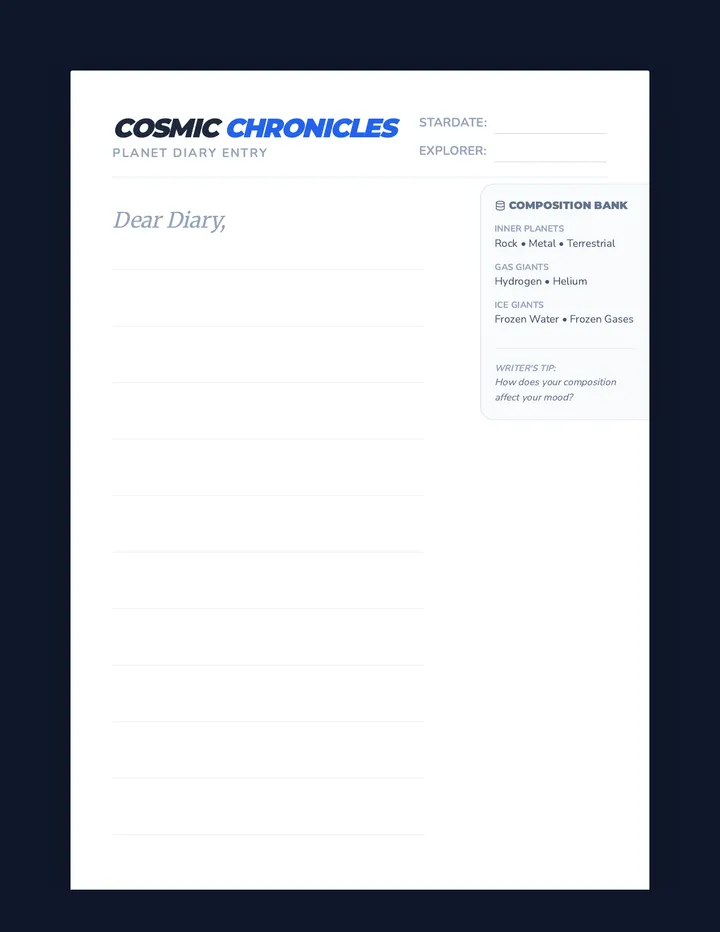 Planet Diary Writing Paper