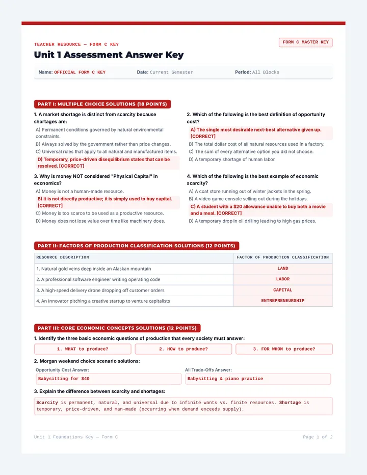 Economic Foundations Key Version C