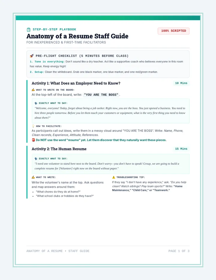 Resume Surgeon Teacher Guide