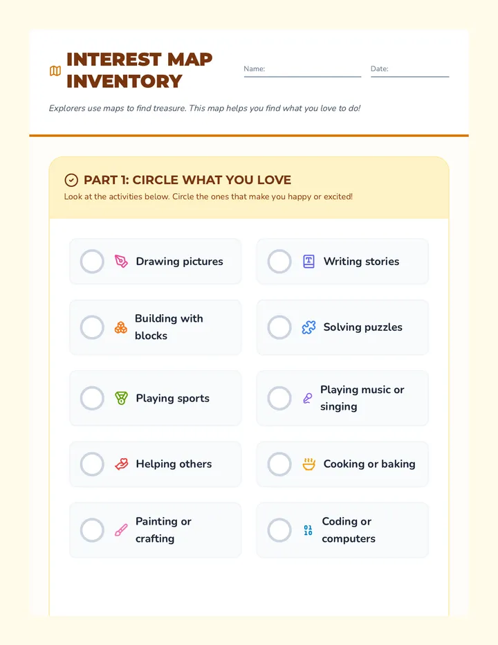 Interest Inventory Sheet