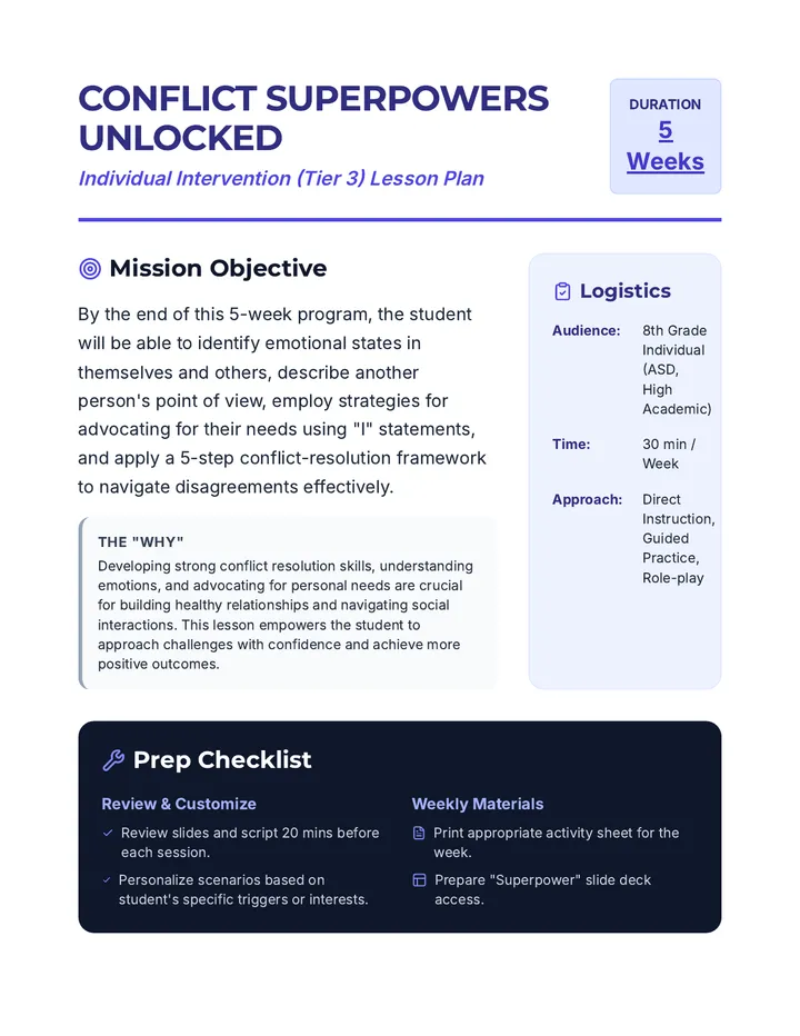 Conflict Superpowers Lesson Plan