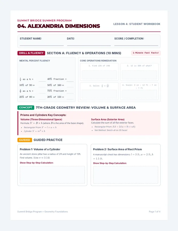 Alexandria Dimensions Workbook