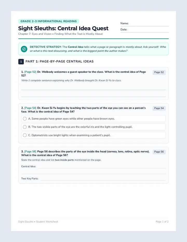 Sight Sleuths Worksheet