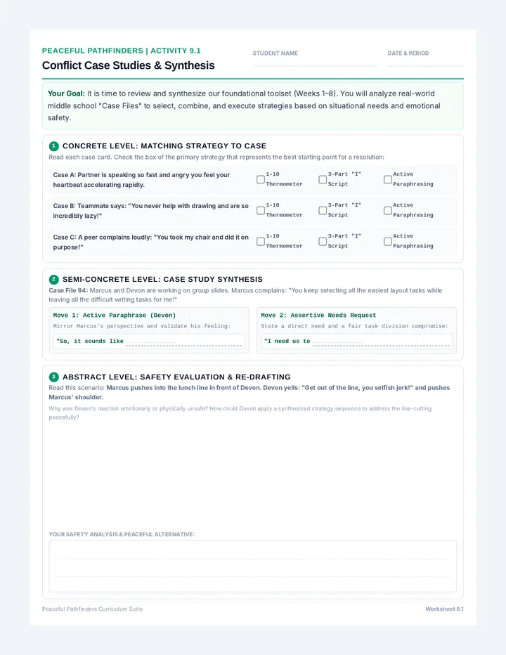 Conflict Scenarios Worksheet