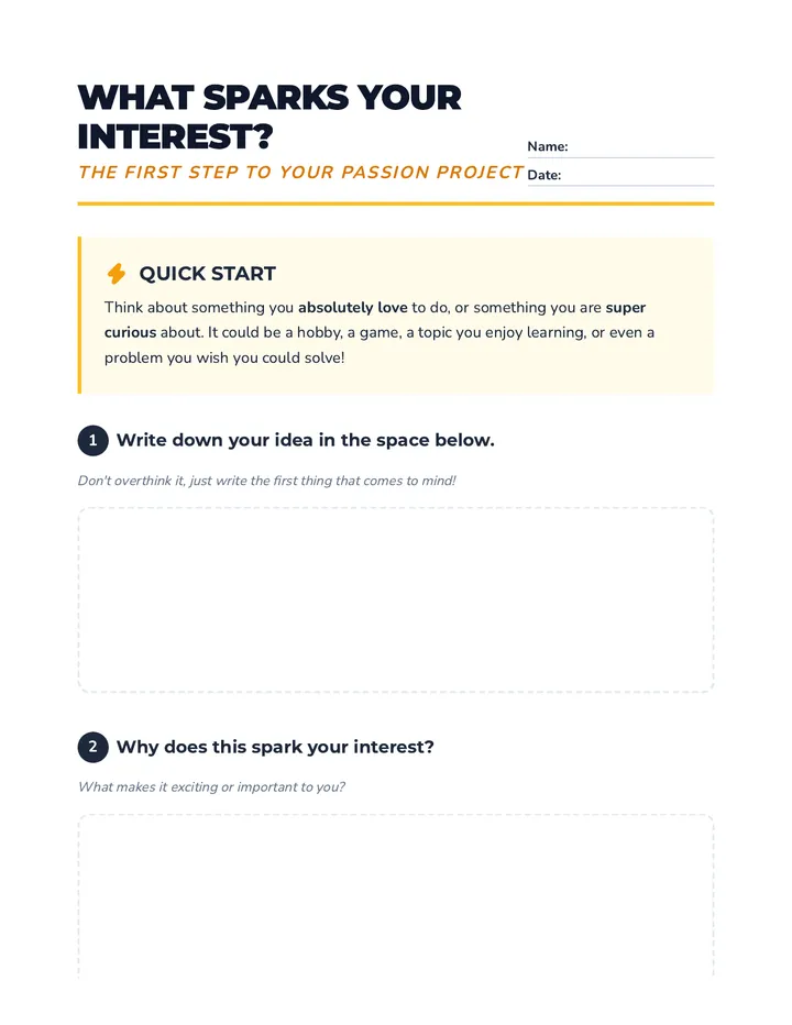 What Sparks Your Interest Warm Up