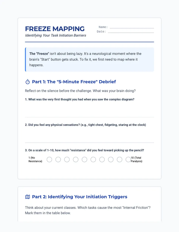 Freeze Mapping Worksheet