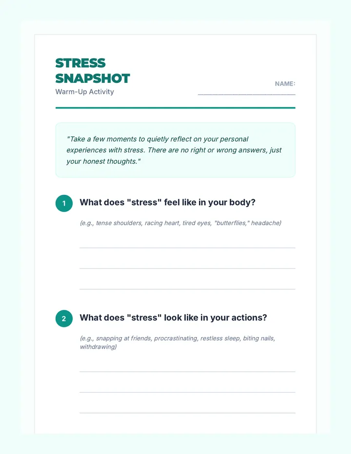 Stress Snapshot Warm Up