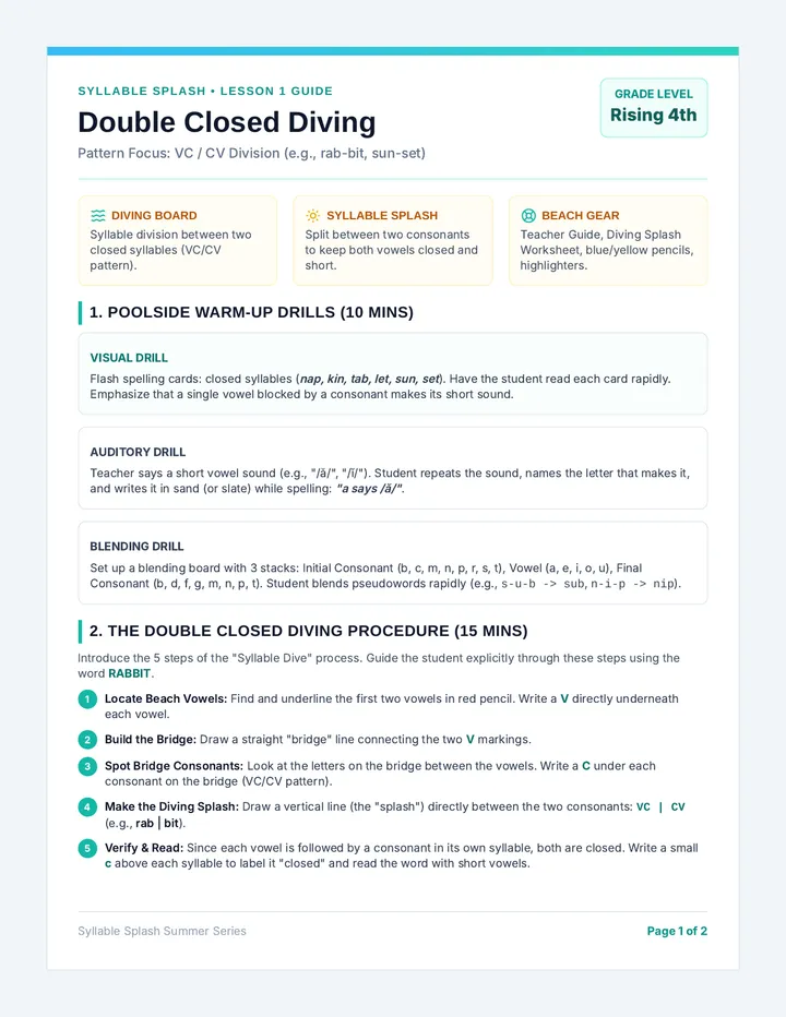 Diving Prep Teacher Guide