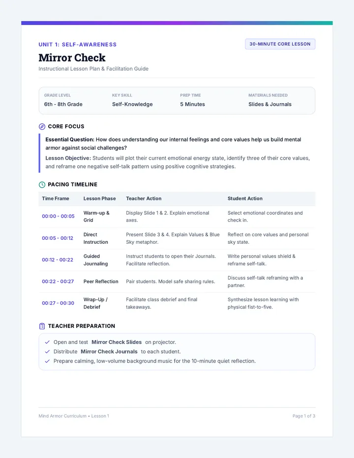 Mirror Check Teacher Guide