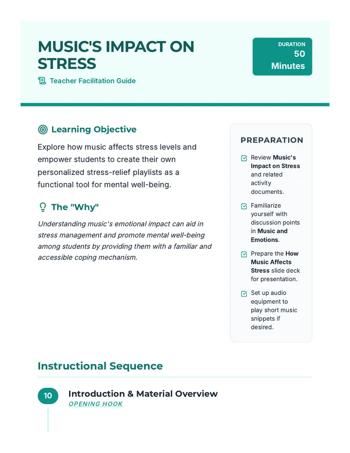 Music Stress Lesson Plan