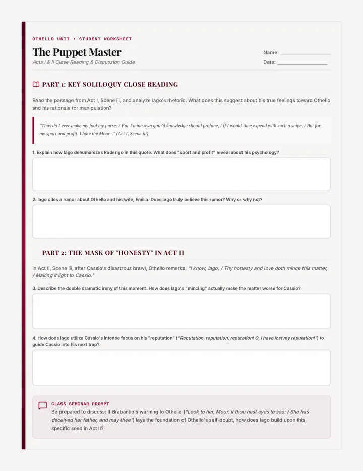 Puppet Master Worksheet