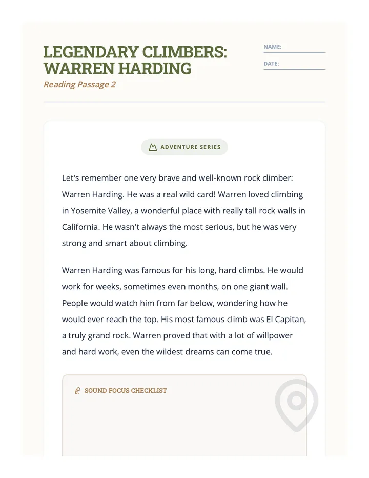 Warren Harding Reading Passage