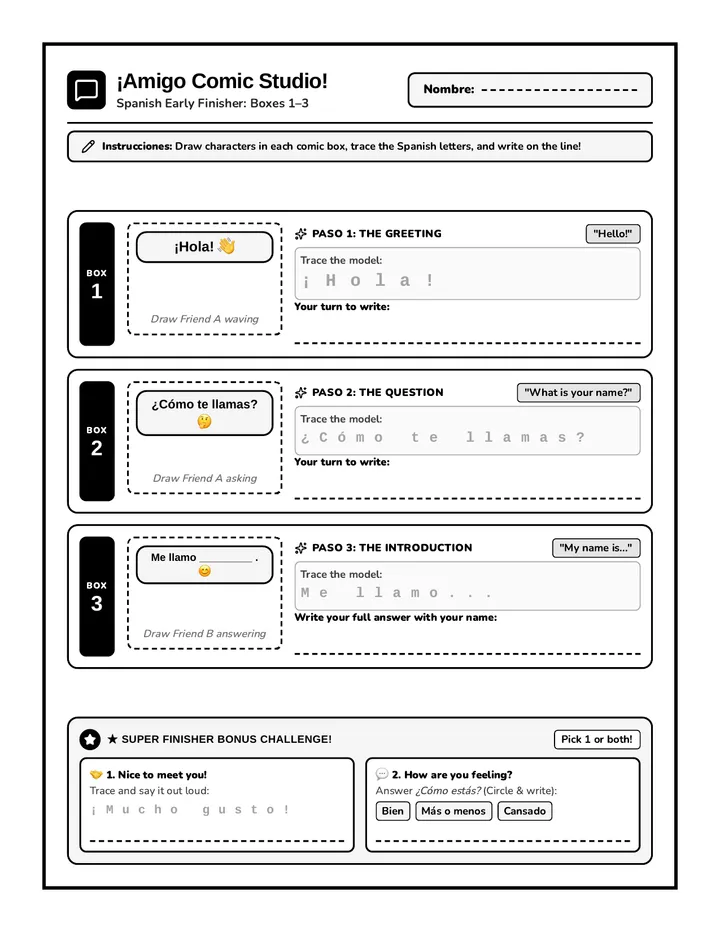 Amigo Chat Comic Activity