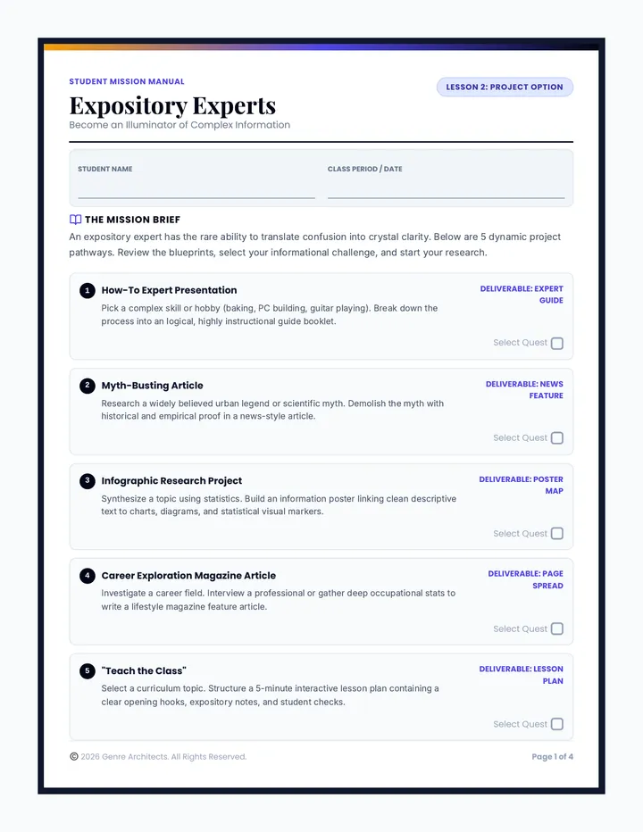 Expository Experts Student Workbook
