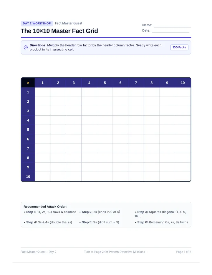 Grid Pattern Worksheet