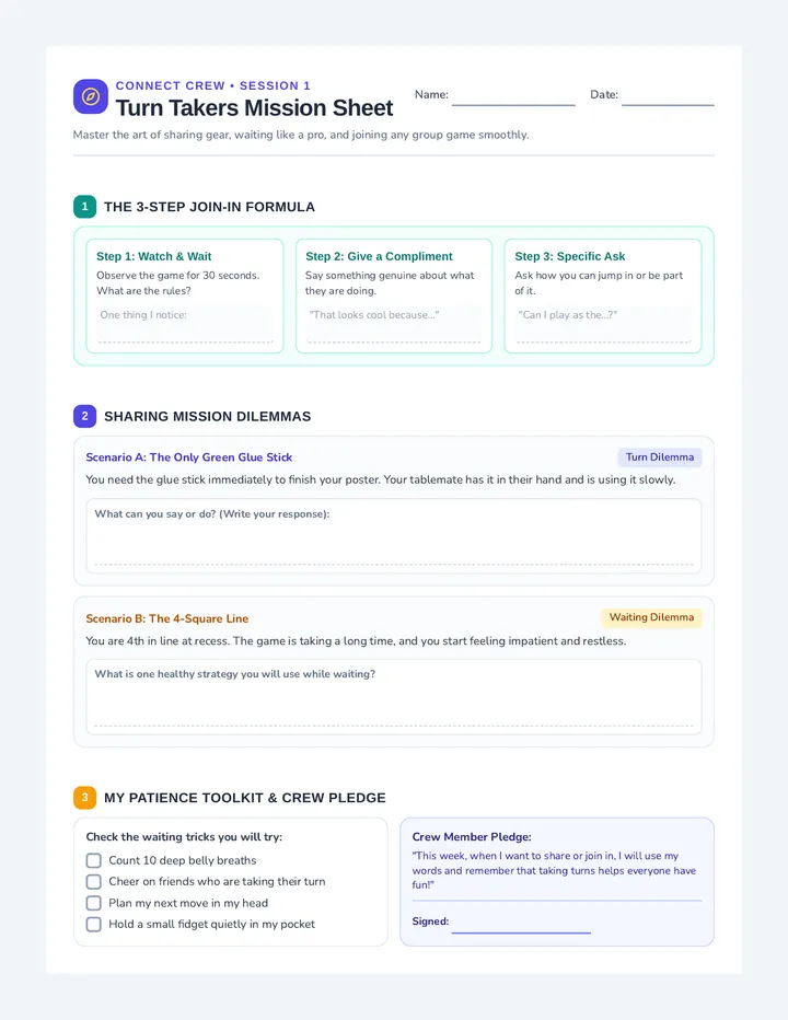 Turn Takers Activity Sheet
