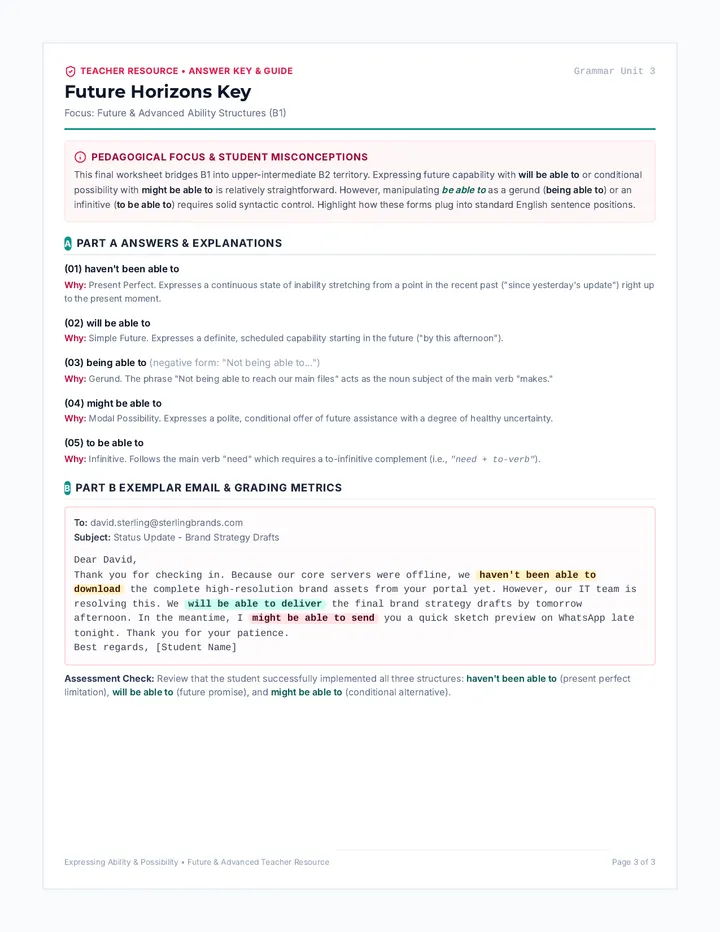 Future Horizons Answer Key