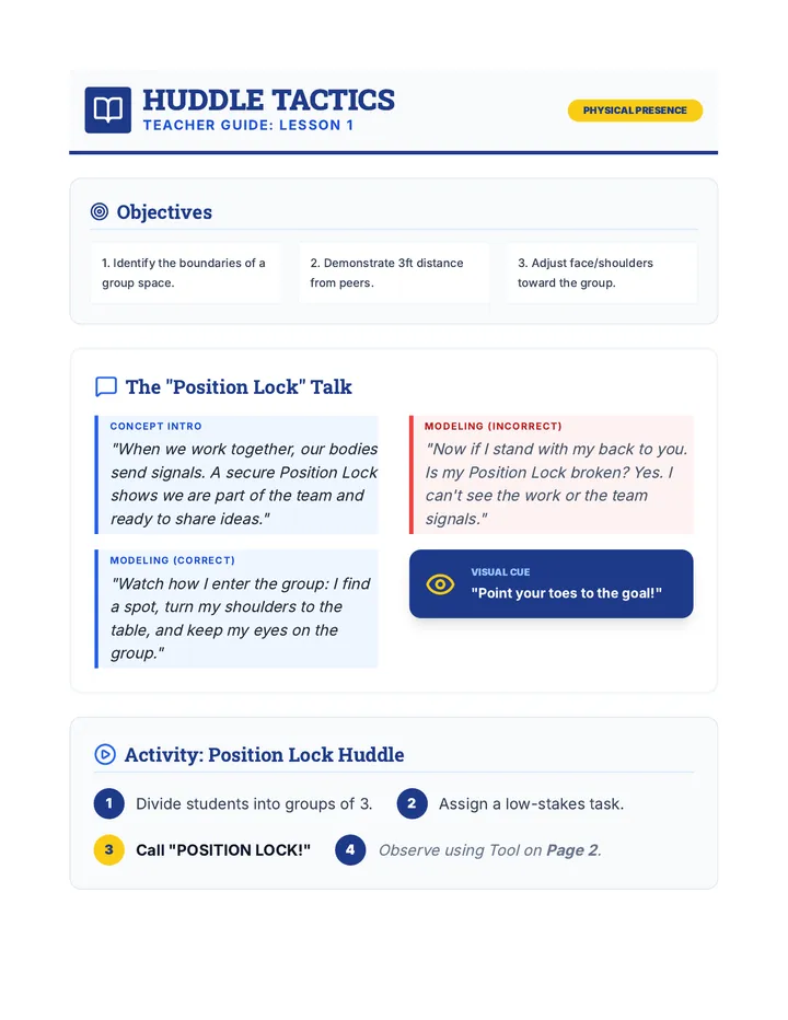 Huddle Tactics Teacher Guide