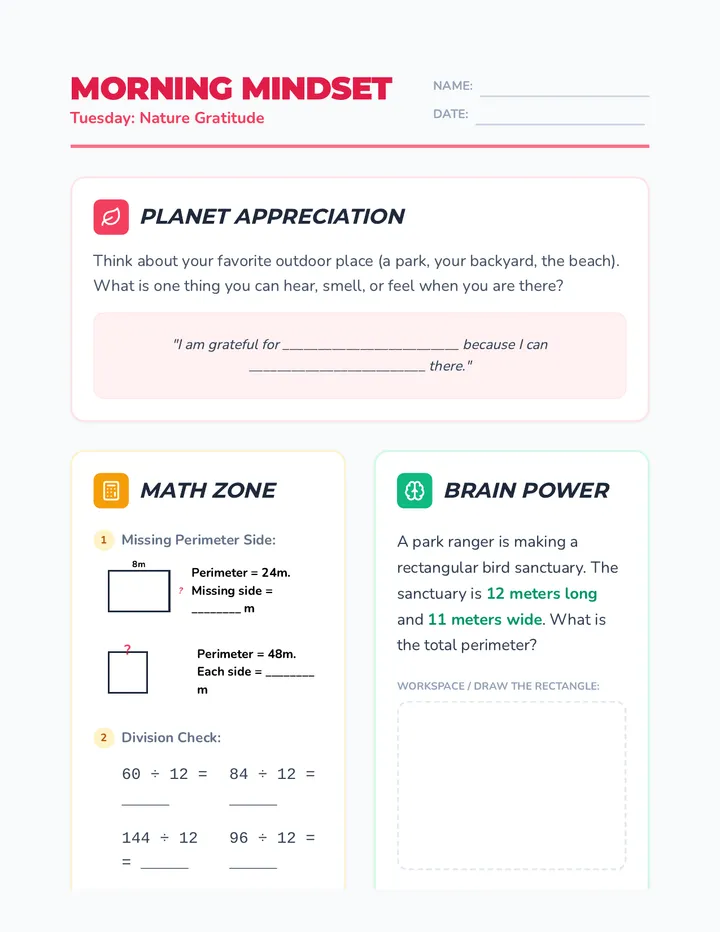 Tuesday Month 3 Week 4 Worksheet