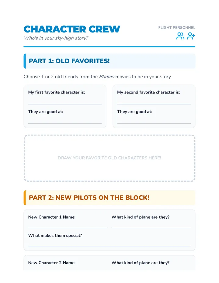 Character Crew Worksheet
