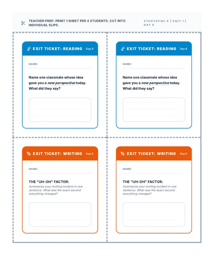 Day 6 Exit Tickets