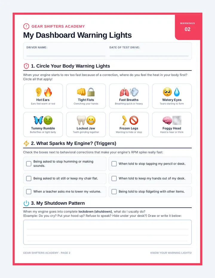 Dashboard Warning Lights Workbook