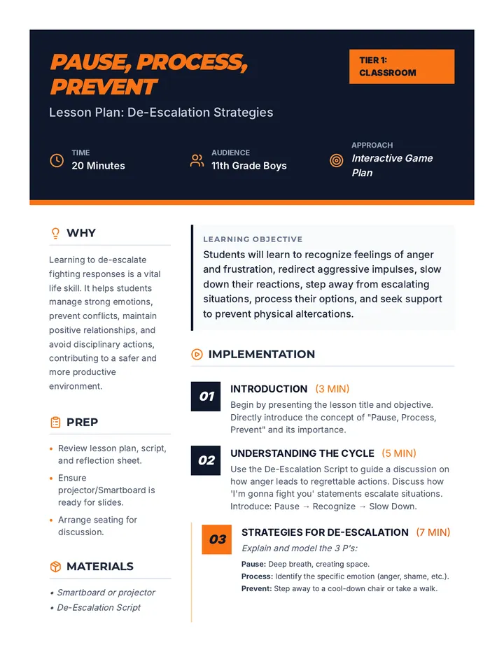 Pause Process Prevent Lesson Plan