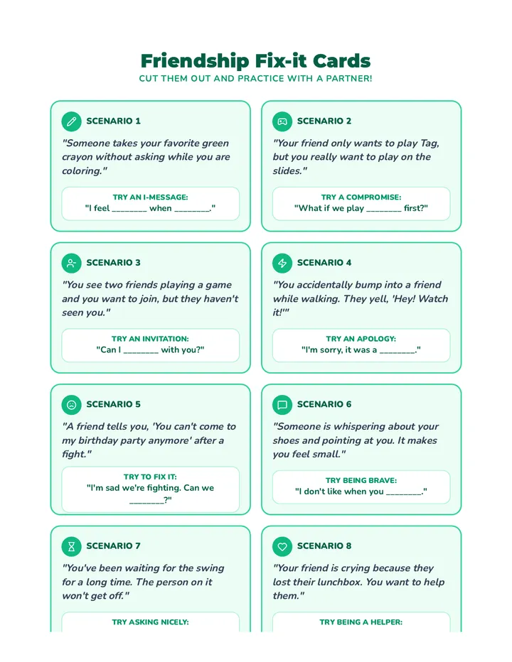 Friendship Fix-it Cards